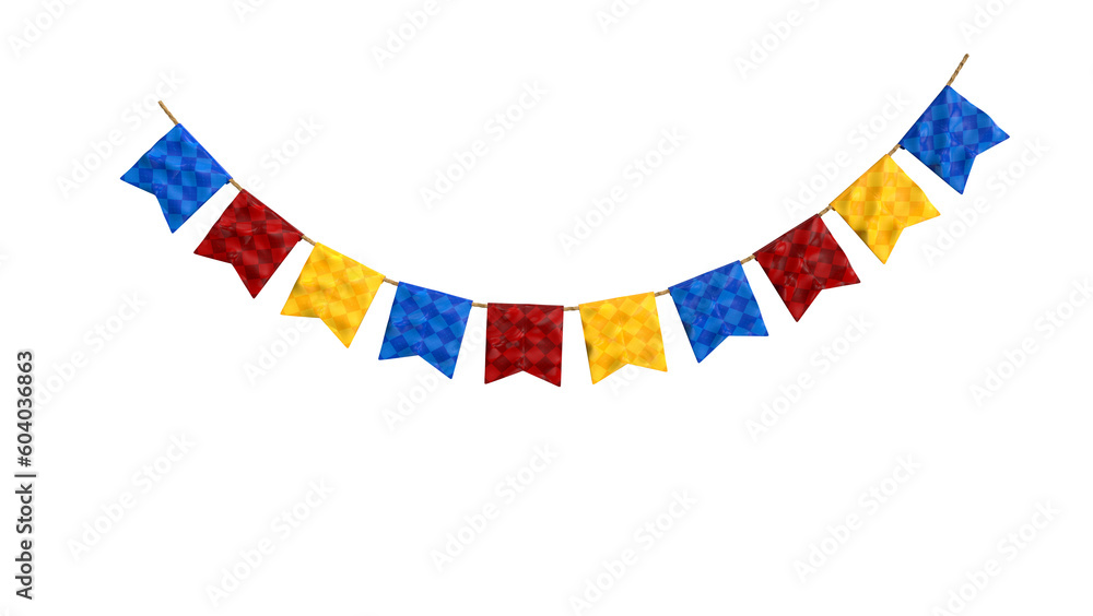 colorful festa junina flags for composition - obrazy, fototapety, plakaty 