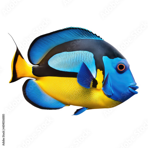 blue tang fish on a transparant background, PNG, Generative Ai