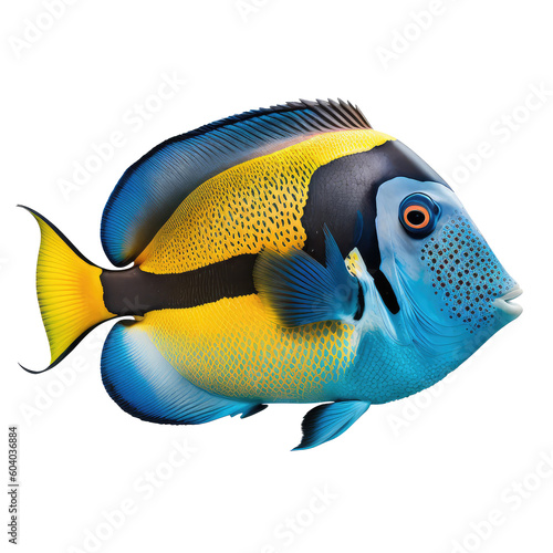 blue tang fish on a transparant background, PNG, Generative Ai