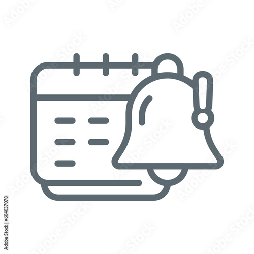 calendar with bell. don't miss the date, turn on notification or reminder concept illustration line icon design editable vector eps10