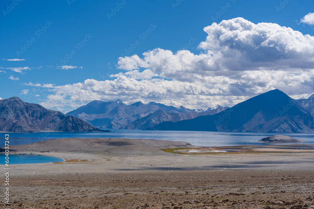 Beautiful Pangong Tso. Largest Salt Lake in the Himalayas. Spread over India and China.