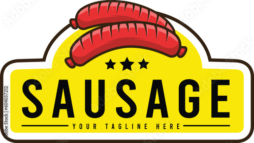 Sausage mascot logo with premium quality stock vector