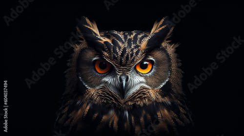 Beautiful owls face captured in high resolution photo. Generative AI © Aura