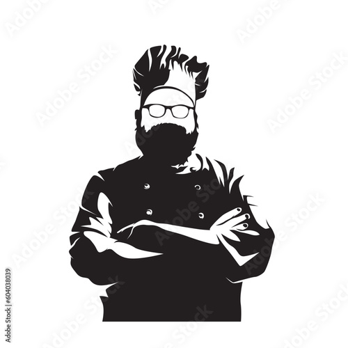 Wallpaper Mural Chef stands with his arms folded, isolated vector silhouette, ink drawing. Restaurant logo Torontodigital.ca