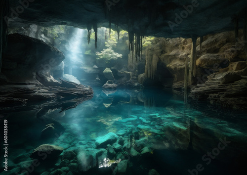 Caves in karst landform, underground