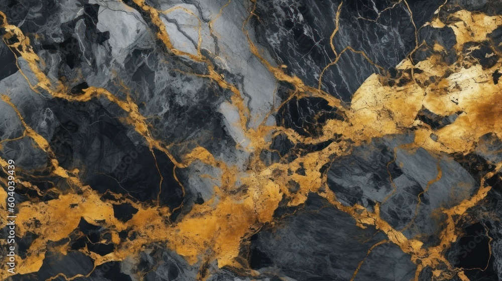 Gold and black marble stone textured background wallpaper. Generative AI Gold and black marble stone textured background wallpaper. Generative AI