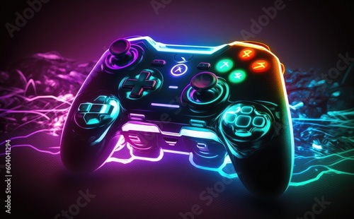 new wireless home futuristic video game controller isolated on Dark background