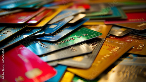 Close up of a pile of credit cards