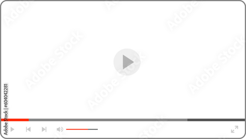 media player interface. Multimedia video player with play button, play video online