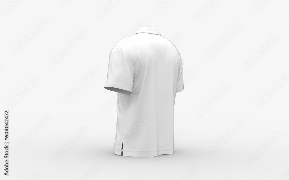 White blank polo shirt mockup with empty space for you logo or design casual fabric fashion outfit template isolated back left isometric camera view 3d rendering image White blank polo shirt mockup with empty space for you logo or design casual fabric fashion outfit template isolated back left isometric camera view 3d rendering image
