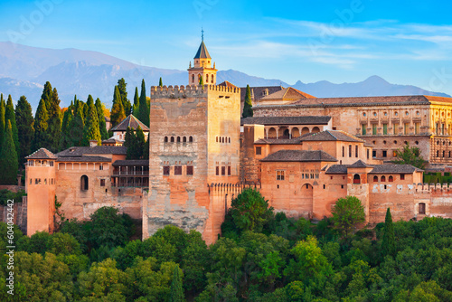 The Alhambra aerial panoramic view in Granada, Spain
