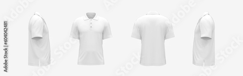 Canvas Print 4 side view white blank polo shirt mockup with empty space for you logo or desig