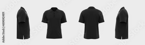 Bild auf Leinwand 4 side view black sport polo golf or football logotype print emblem ready use fr