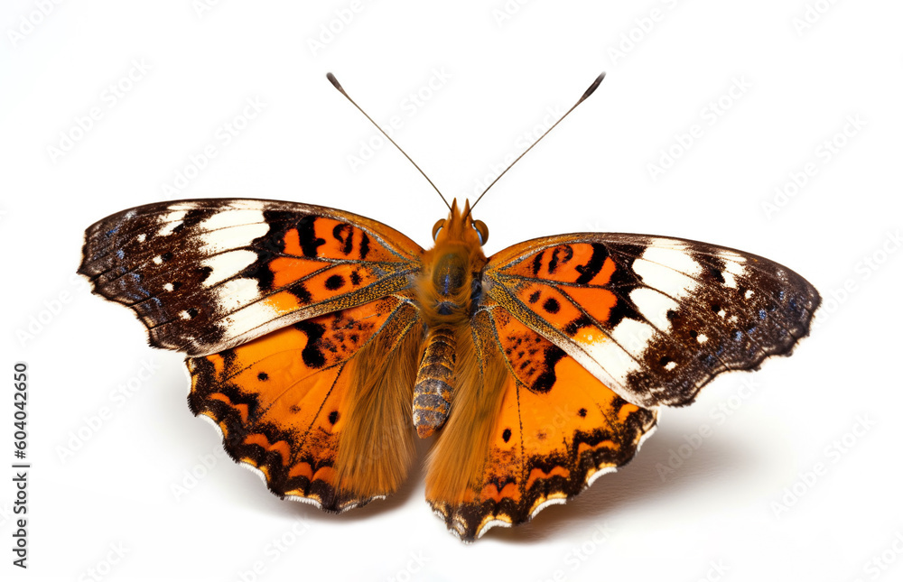 Beautiful colorful butterfly on white background, summer concept, fauna, Generated AI Beautiful colorful butterfly on white background, summer concept, fauna, Generated AI
