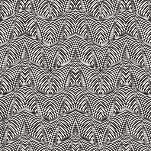 Monochrome Glitch Effect Textured Chevron Pattern