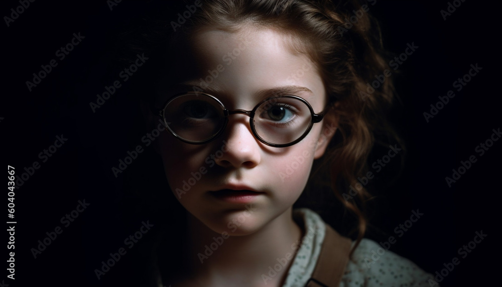 Cute Caucasian child looking at camera sadly generated by AI Cute Caucasian child looking at camera sadly generated by AI