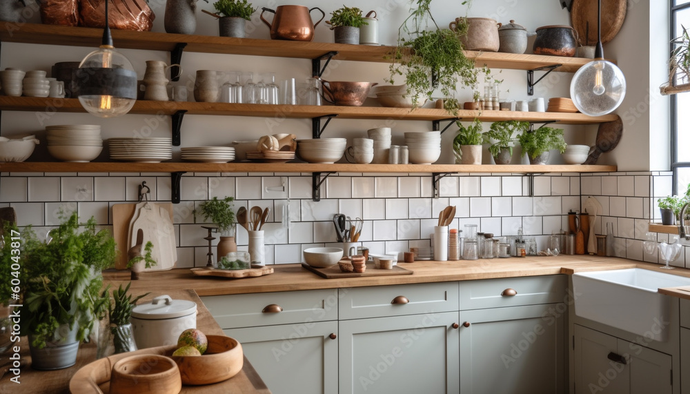Freshness and simplicity in a modern kitchen generated by AI Freshness and simplicity in a modern kitchen generated by AI