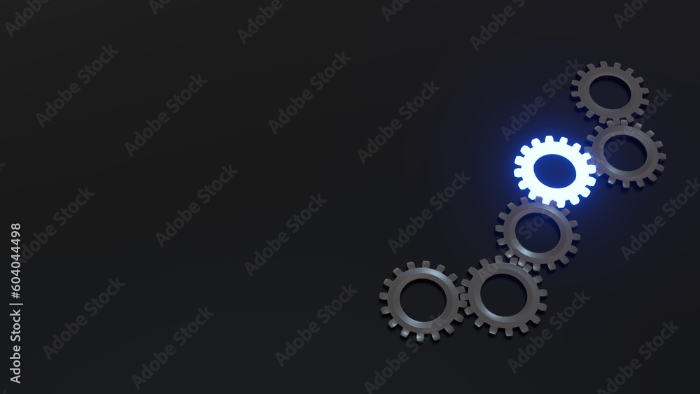sechs sich ineinandergreifende drehende Zahnräder, besonders, leuchten, Verzahnung, Teamarbeit, Mechanismus, Fortschritt, Entwicklung, 3D, Arbeit, Motorik, schwarz, dunkel, grau, silber, blau sechs sich ineinandergreifende drehende Zahnräder, besonders, leuchten, Verzahnung, Teamarbeit, Mechanismus, Fortschritt, Entwicklung, 3D, Arbeit, Motorik, schwarz, dunkel, grau, silber, blau