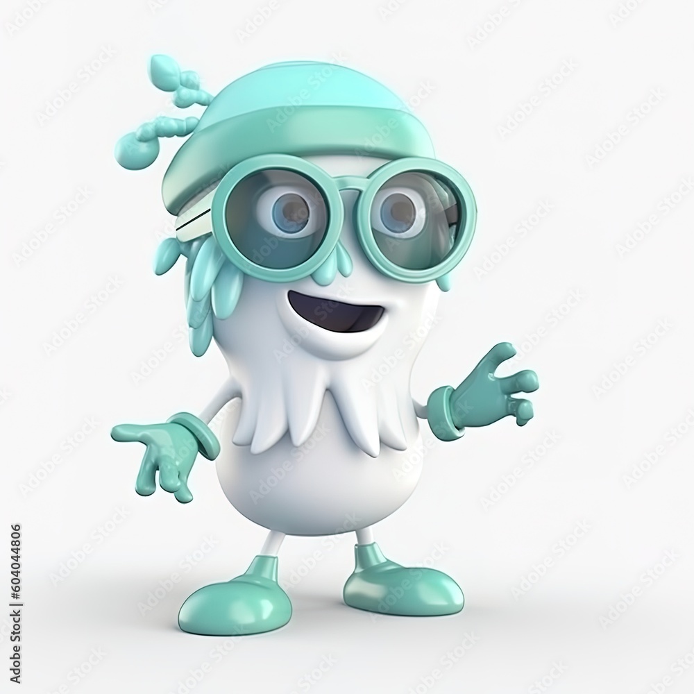 cute bacterial cartoon character