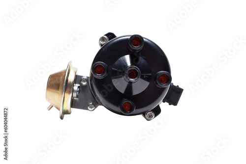 Ignition system distributor on a white