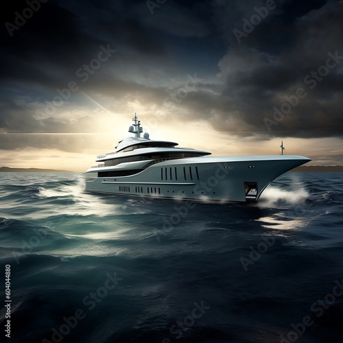 Luxurious Maritime Retreat Superyacht at Sea. AI