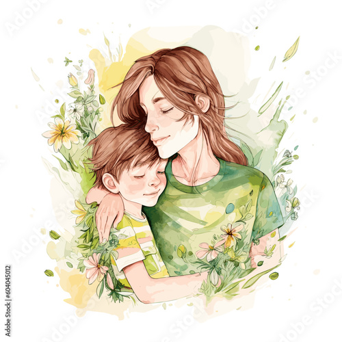 Happy mother's day greeting card. Generative AI.