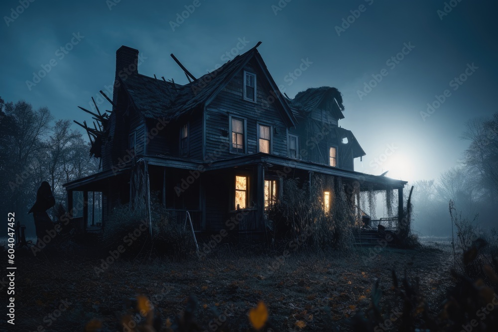 haunted house - Illustration created with generative ai