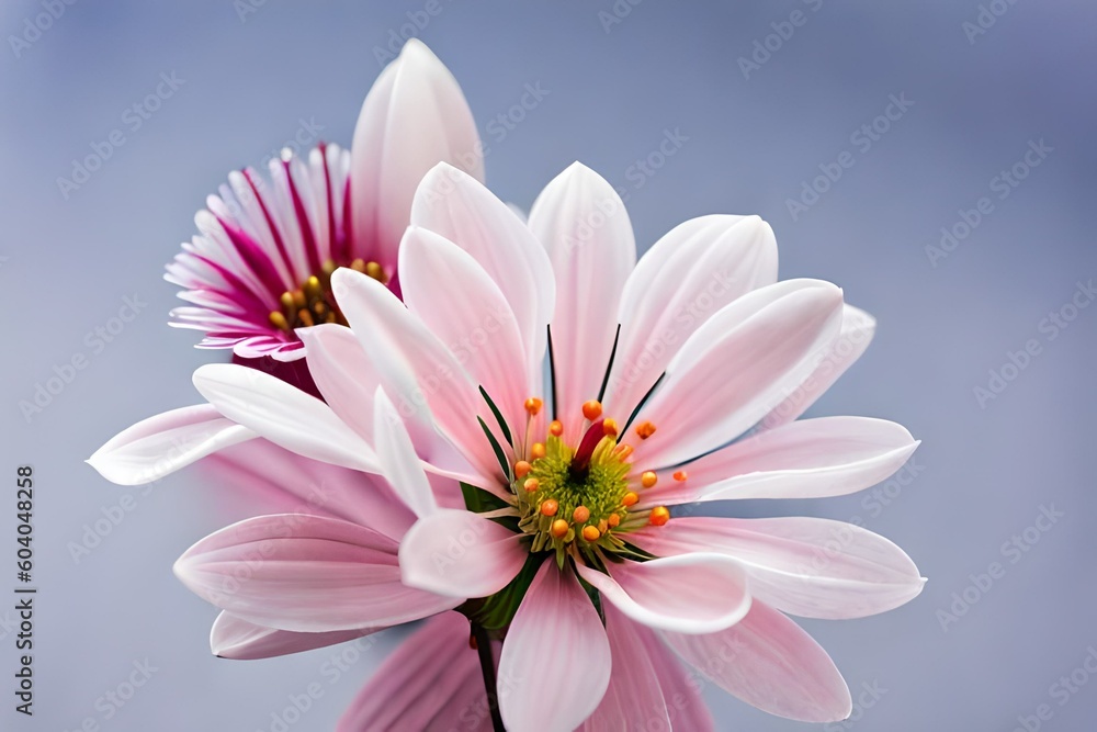 Fototapeta premium Close-up of cherry blossoms on a pastel background. Pink flower.