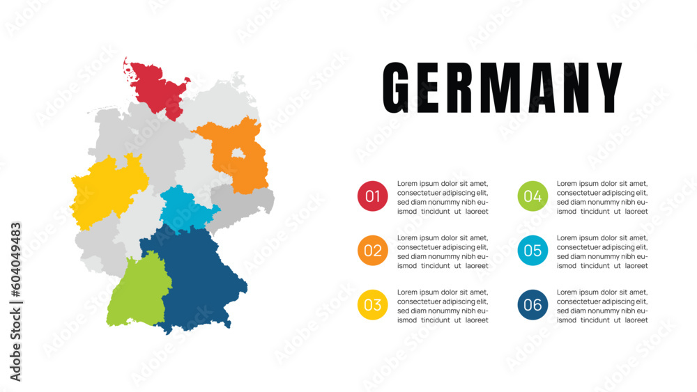 Obraz premium Germany High Detailed Vector Infographic Map, Using For Presentation or Website