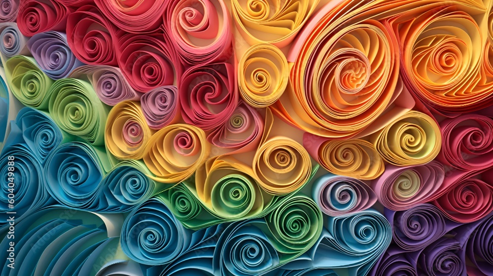 Generative AI. Colorful background in quilling style
