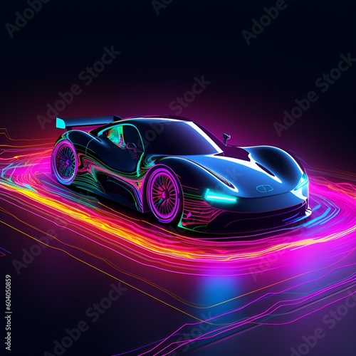 Neon Sportscar for Wallpapers, made with Generative AI. 