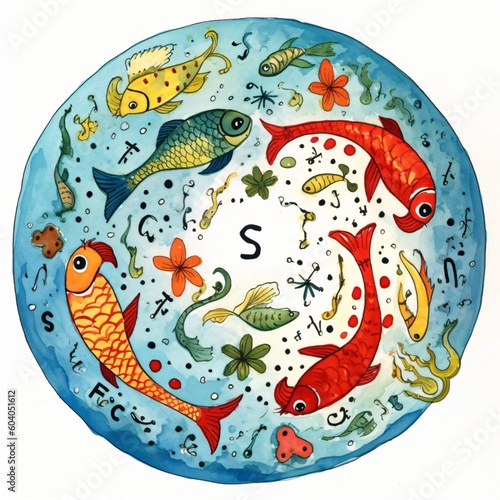 Pisces zodiac sign vector image  illustration design icon  wallpaper  stars  night  Generative AI
