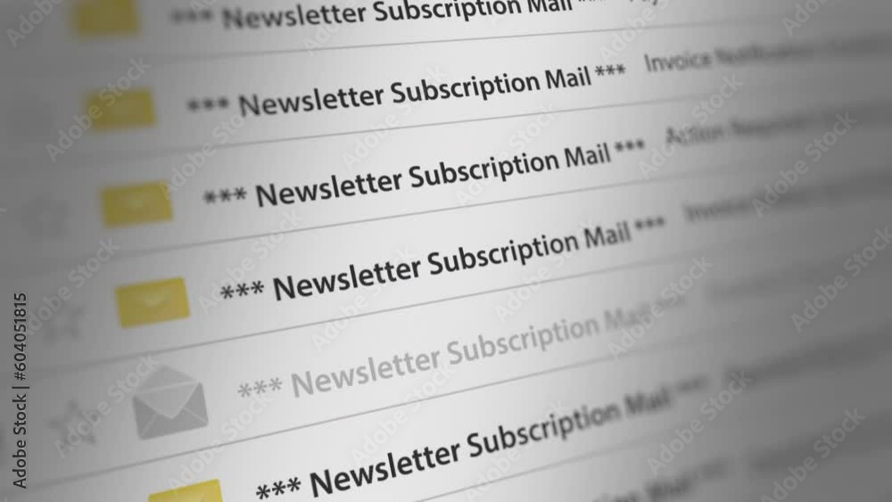 Animated Newsletter Subscription E-Mail on Webmail. Seamless Loops
