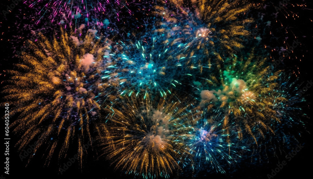 Fourth of July celebration exploding vibrant firework display generated by AI Fourth of July celebration exploding vibrant firework display generated by AI