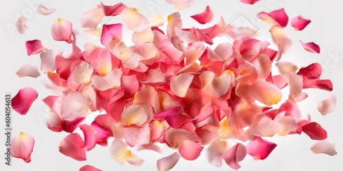 Backdrop of rose petals isolated, transparent BG, generative AI