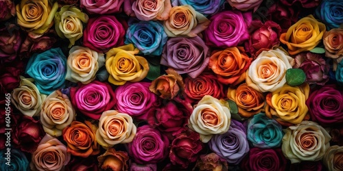 Background made out of a fantasy miracle multicolor rose  generative AI