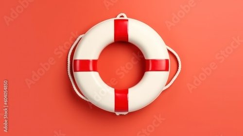 Red and White Life Rescue, Lifebuoy. Generative AI.