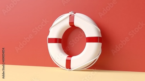 Red and White Life Rescue, Lifebuoy. Generative AI.