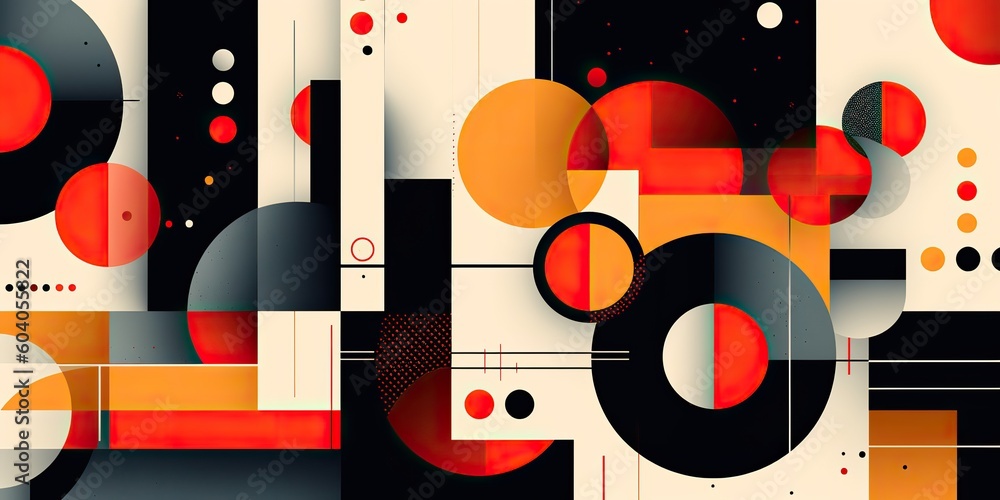 AI Generated. AI Generative. Retro Vintage abstract geometric pattern inspired by bauhaus style. Graphic Art