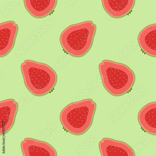 Fototapeta Naklejka Na Ścianę i Meble -  guava seamless pattern flat design vector illustration