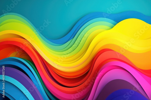 Abstract rainbow background. Background in papercut style. AI generative.
