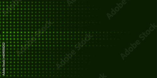 Green neon glowing futuristic dotted lines abstract background. Vector geometric design