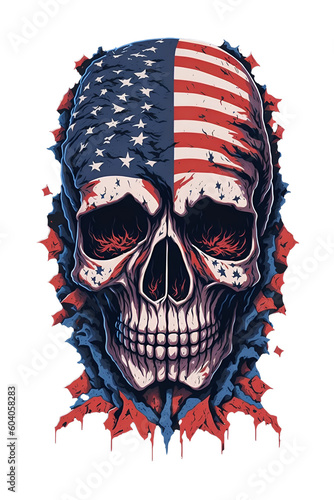 American flag face evil death skull