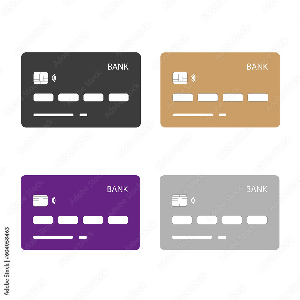 Tarjetas de crédito de colores sobre un fondo blanco liso y aislado. Vista de frente y de cera. Copy space Tarjetas de crédito de colores sobre un fondo blanco liso y aislado. Vista de frente y de cera. Copy space