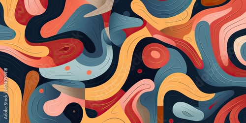 AI Generated. AI Generative. Retro VIntage abstract geometric pattern background iinspired by Matisse style. Graphic Art