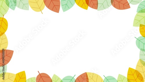 葉っぱが揺れるエコイメージのフレーム（カラフル）