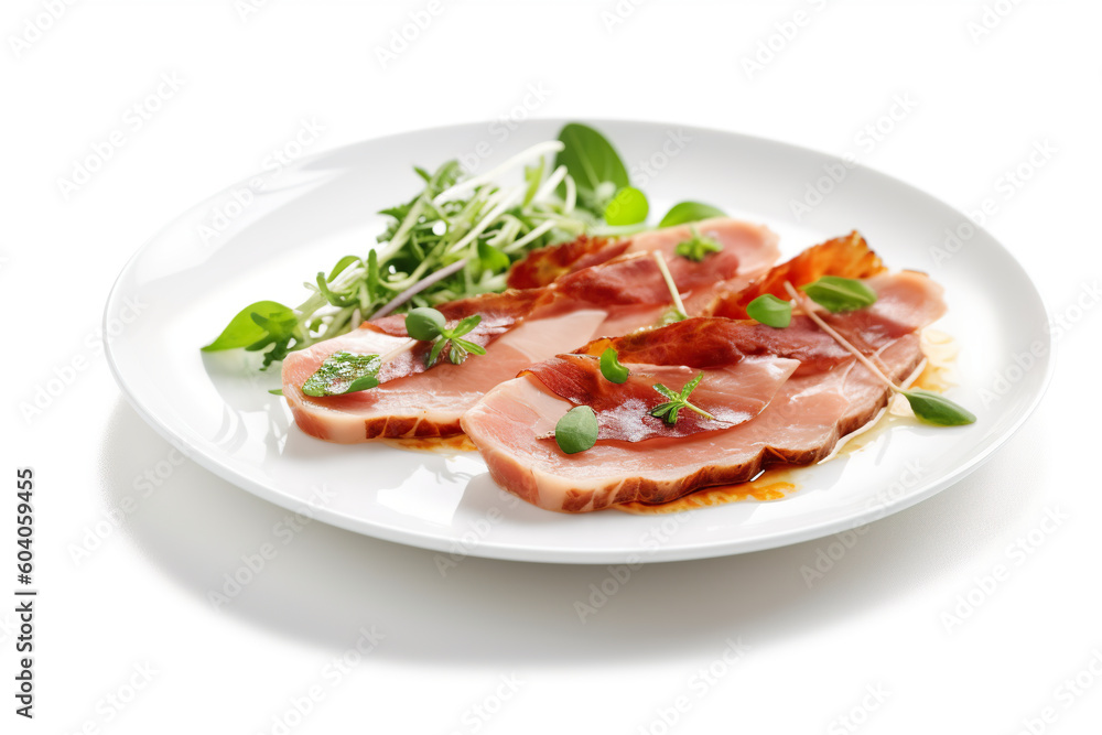 Saltimbocca - veal dish with prosciutto and sage. Generative AI.