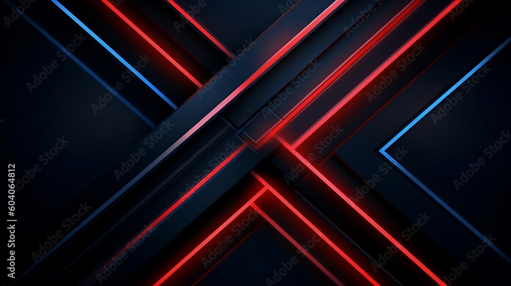 Blue and red light lines on a black background. Created with Generative ...
