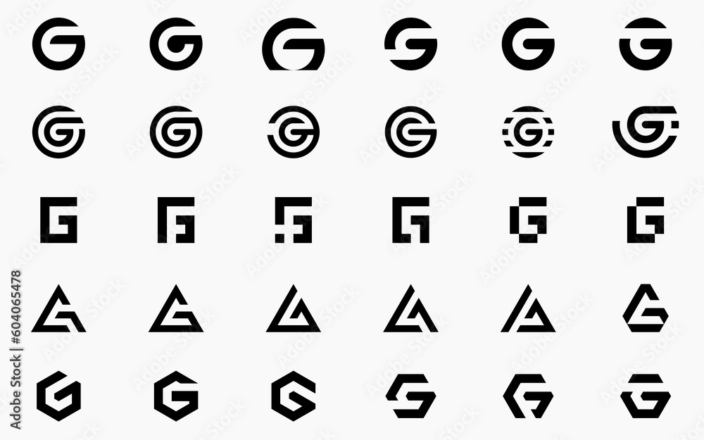 Initials Letter G logo design, Set Logo Design Icon Symbol Initials Letter G logo design, Set Logo Design Icon Symbol