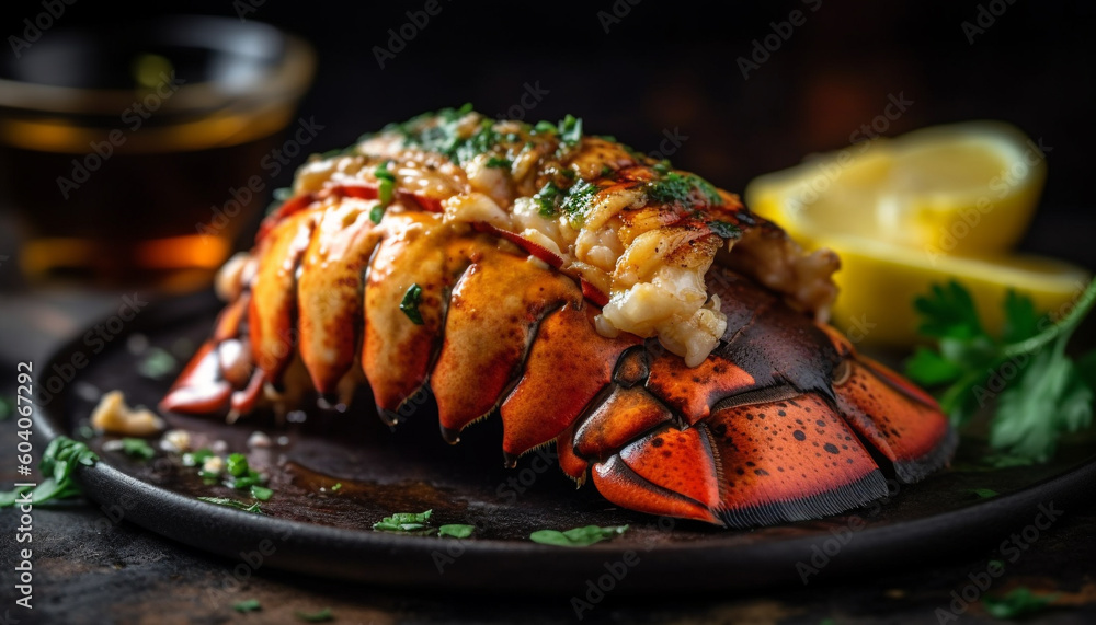 Grilled seafood plate with fresh crab claw generated by AI Grilled seafood plate with fresh crab claw generated by AI